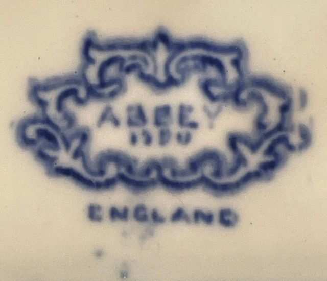 "Hope Love Charity Faith" Antique Square "The Abbey" Blue & White Serving Bowl