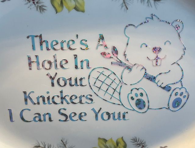 "There's A Hole In Your Knickers, I Can See Your Beaver" Graphic Serving Plate