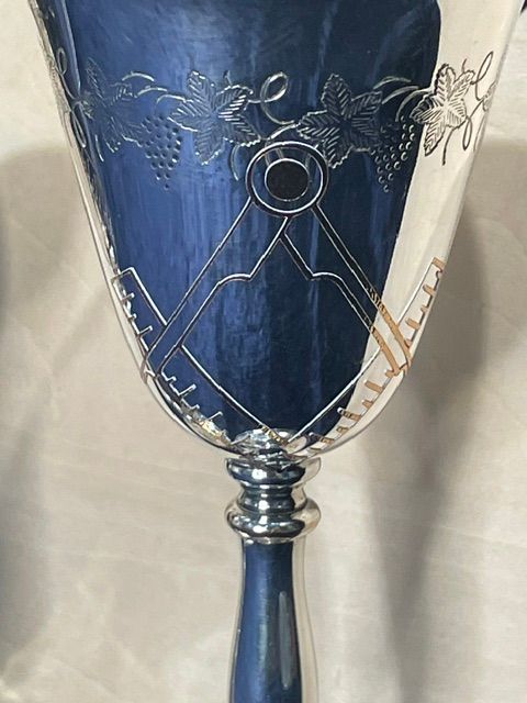 "Compass and Square Masonic Lodge" Cavalier Silver Plated on Brass Goblets
