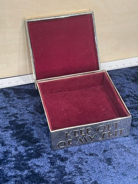 ‘Keep Out, Of My Shit’ Bejewelled Metal Jewellery/Trinket Box