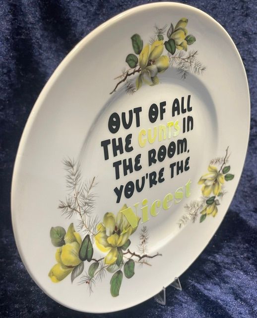 "OUT OF ALL THE CUNTS IN THE ROOM, YOU'RE THE Nicest" Dinner Plate