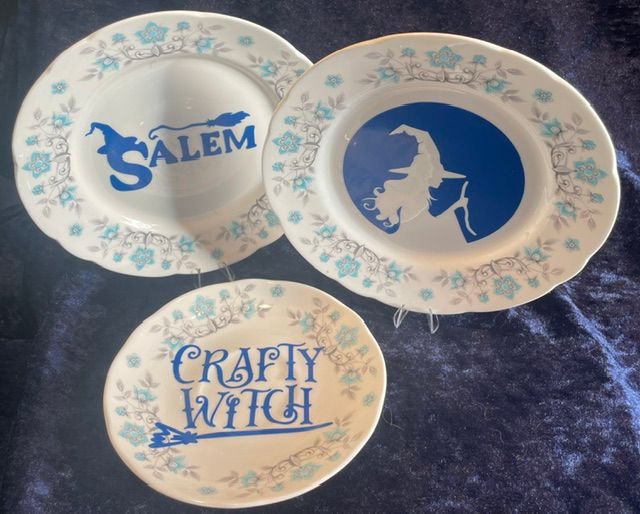 Set of 3 Witch Plates, 2 Sides and 1 Saucer